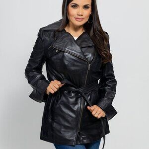 Traci Leather Trench Coat